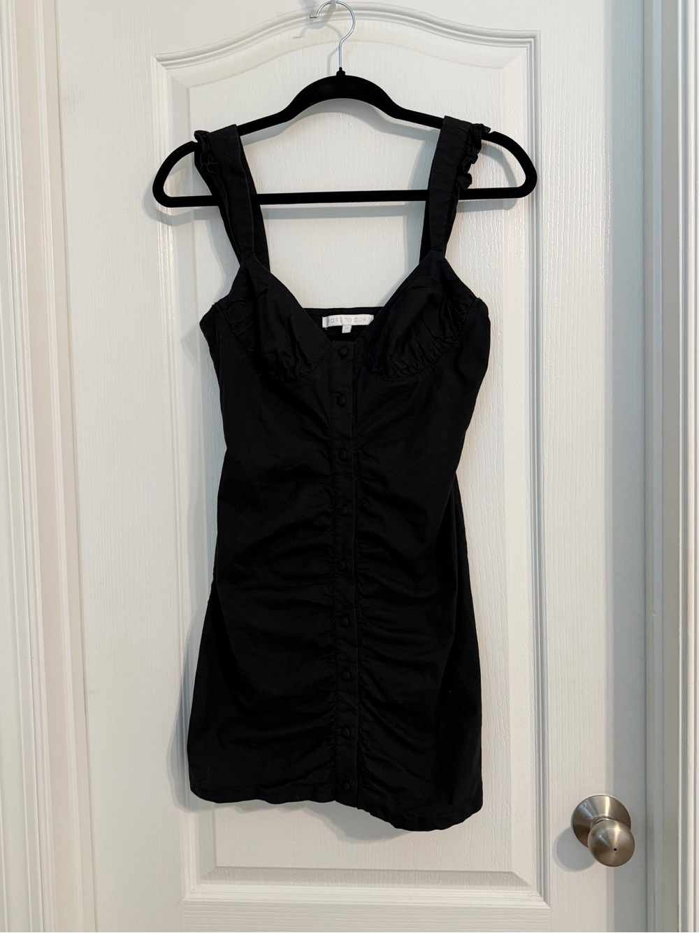 More To Come Isla Cotton Black Button-Front Sleeveless Mini Dress Sz M